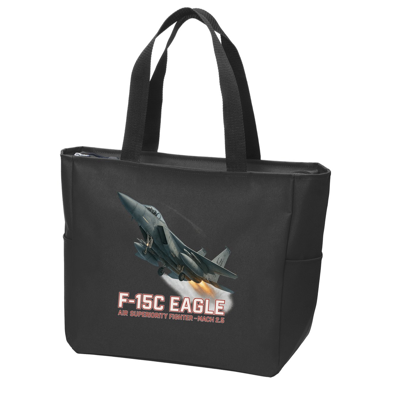 F-15C Eagle Poster – High-Speed Air Superiority Jet Design Zip Tote Bag