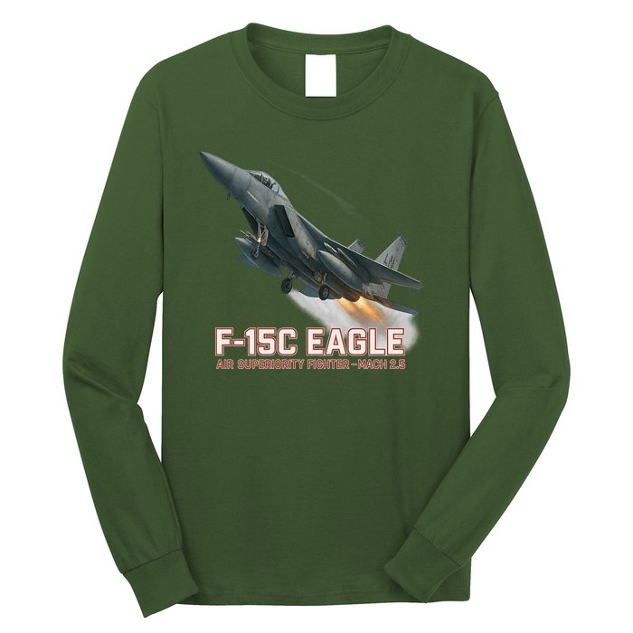 F-15C Eagle Poster – High-Speed Air Superiority Jet Design Long Sleeve Shirt