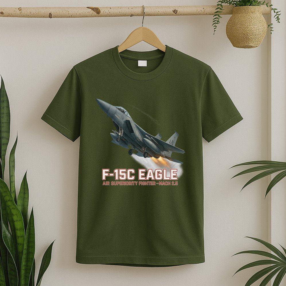 F-15C Eagle Poster – High-Speed Air Superiority Jet Design T-Shirt