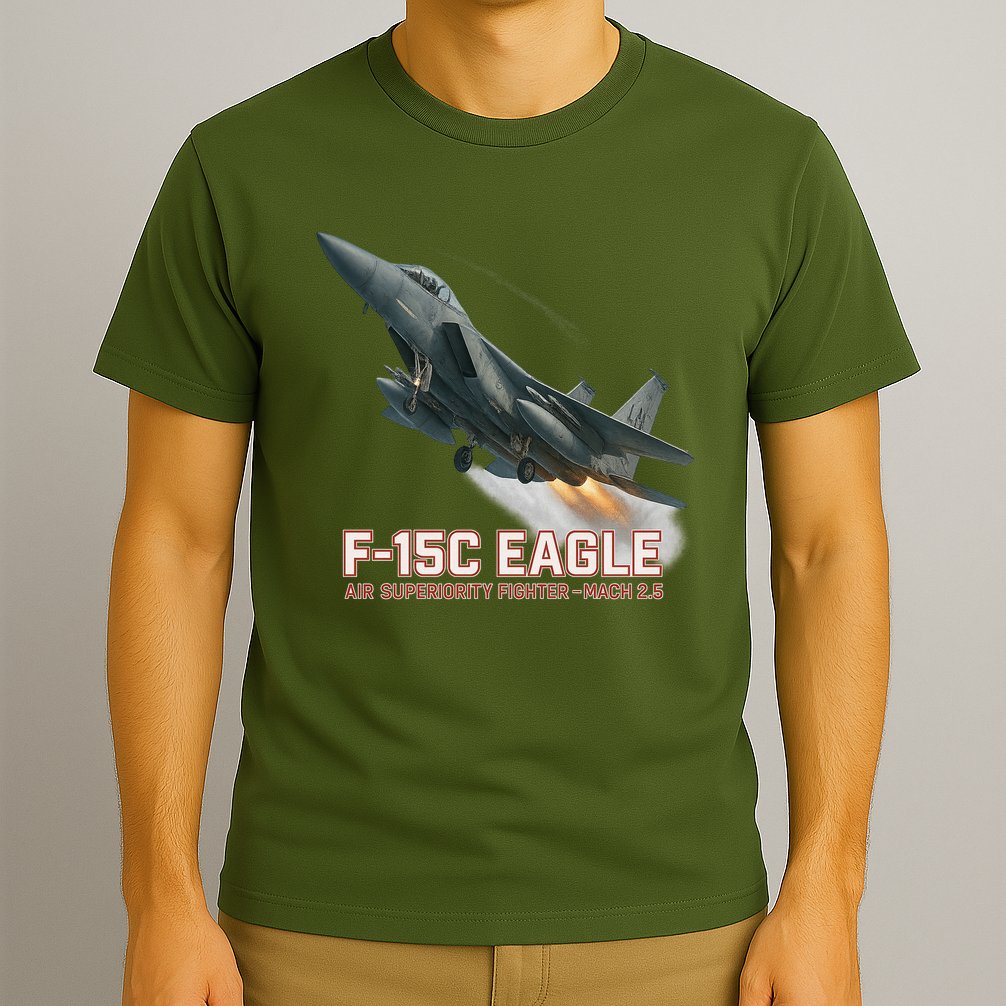 F-15C Eagle Poster – High-Speed Air Superiority Jet Design T-Shirt