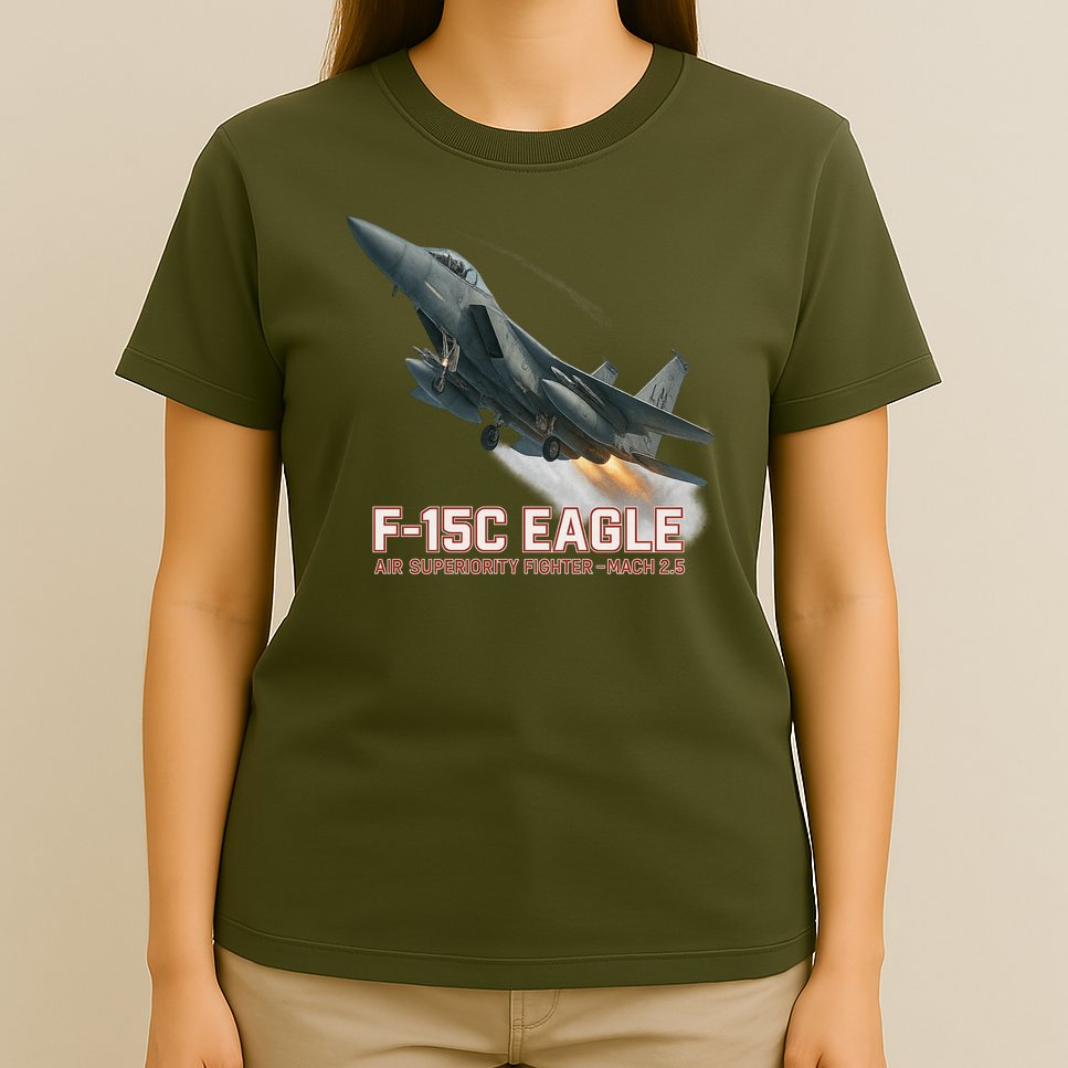 F-15C Eagle Poster – High-Speed Air Superiority Jet Design T-Shirt