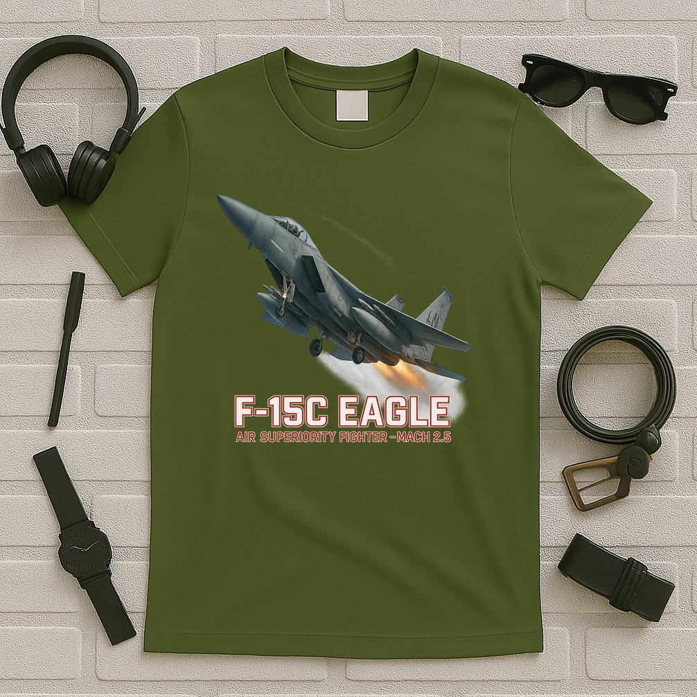 F-15C Eagle Poster – High-Speed Air Superiority Jet Design T-Shirt