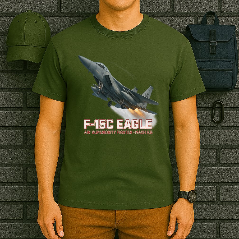 F-15C Eagle Poster – High-Speed Air Superiority Jet Design T-Shirt