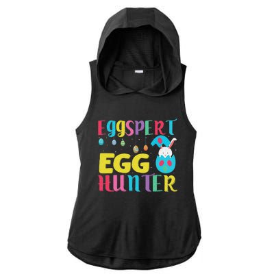 Funny Easter Pug Bunny Ear Eggs Basket Ladies PosiCharge Tri-Blend Wicking Draft Hoodie Tank