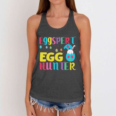 Funny Easter Pug Bunny Ear Eggs Basket Women's Knotted Racerback Tank