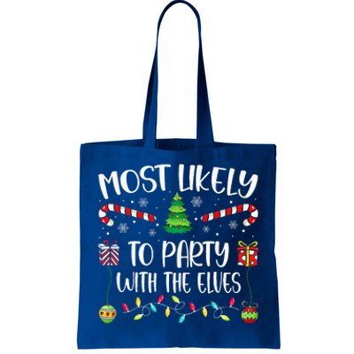 Festive Elf Party Christmas Tree Decoration Tote Bag