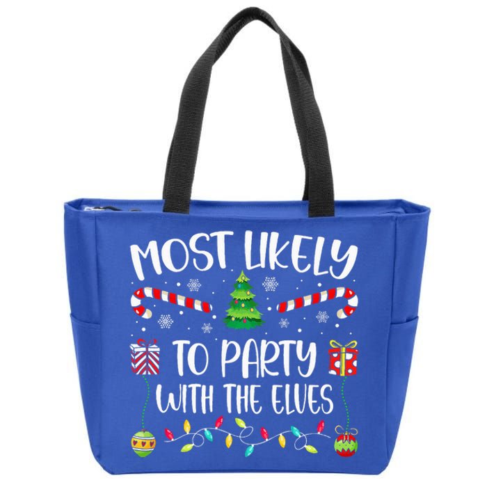 Festive Elf Party Christmas Tree Decoration Zip Tote Bag