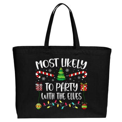 Festive Elf Party Christmas Tree Decoration Cotton Canvas Jumbo Tote