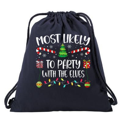 Festive Elf Party Christmas Tree Decoration Drawstring Bag