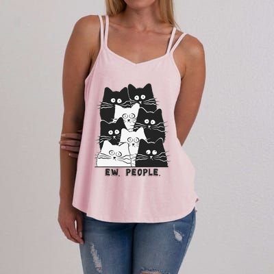 Funny Ew People Graphic Cat Cat Kitten Lovers Women's Strappy Tank