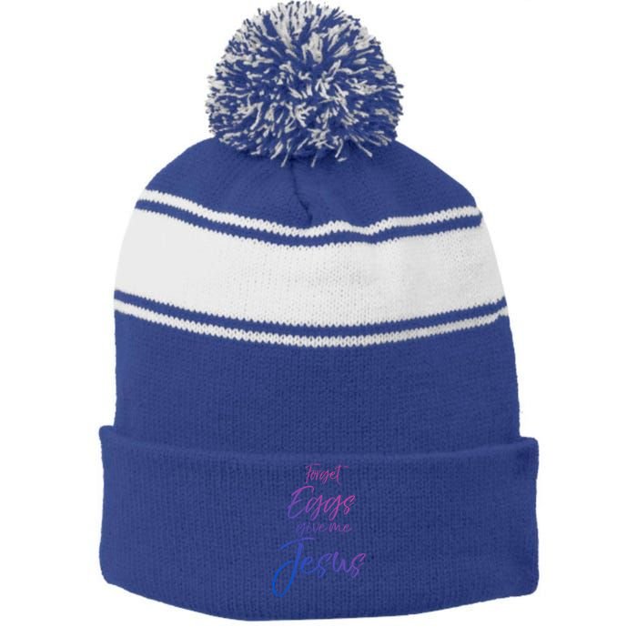 Funny Easter Quote Cute Forget Eggs Give Me Jesus Gift Stripe Pom Pom Beanie