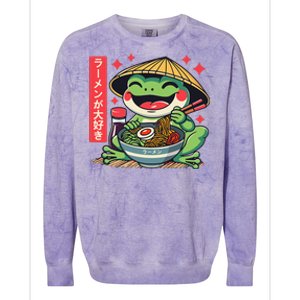 Frog Eating Ramen Kawaii Otaku Japanese Noodles Colorblast Crewneck Sweatshirt