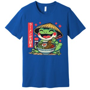 Frog Eating Ramen Kawaii Otaku Japanese Noodles Premium T-Shirt