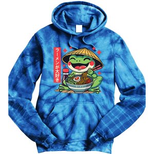 Frog Eating Ramen Kawaii Otaku Japanese Noodles Tie Dye Hoodie