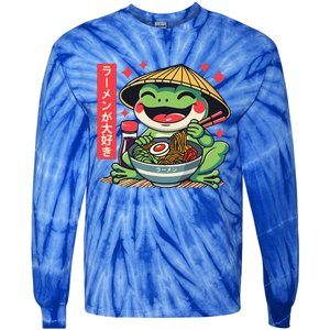 Frog Eating Ramen Kawaii Otaku Japanese Noodles Tie-Dye Long Sleeve Shirt