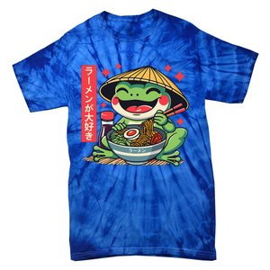 Frog Eating Ramen Kawaii Otaku Japanese Noodles Tie-Dye T-Shirt