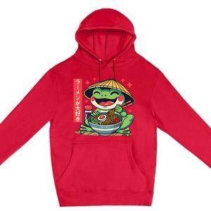 Frog Eating Ramen Kawaii Otaku Japanese Noodles Premium Pullover Hoodie