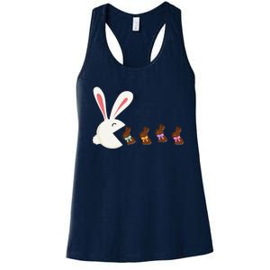 Funny Easter Rabbit Eating Chocolate Easter Bunnies Easter Women's Racerback Tank