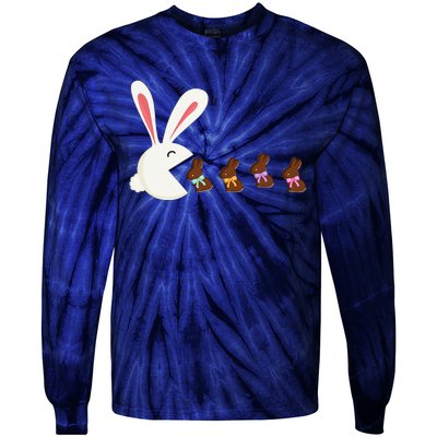 Funny Easter Rabbit Eating Chocolate Easter Bunnies Easter Tie-Dye Long Sleeve Shirt