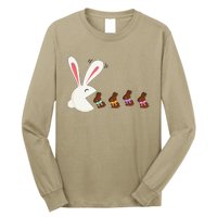 Funny Easter Rabbit Eating Chocolate Easter Bunnies Easter Long Sleeve Shirt