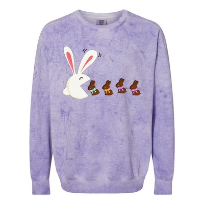 Funny Easter Rabbit Eating Chocolate Easter Bunnies Easter Colorblast Crewneck Sweatshirt