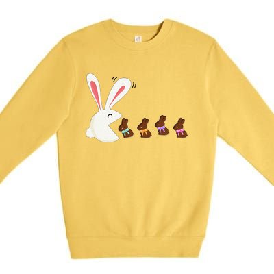 Funny Easter Rabbit Eating Chocolate Easter Bunnies Easter Premium Crewneck Sweatshirt