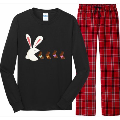 Funny Easter Rabbit Eating Chocolate Easter Bunnies Easter Long Sleeve Pajama Set