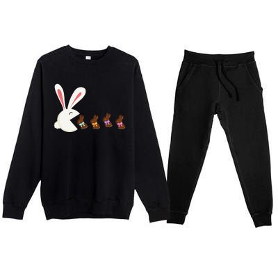 Funny Easter Rabbit Eating Chocolate Easter Bunnies Easter Premium Crewneck Sweatsuit Set