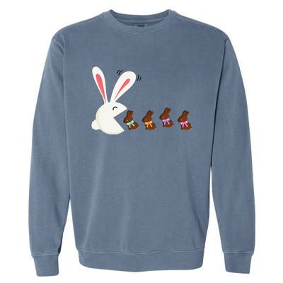 Funny Easter Rabbit Eating Chocolate Easter Bunnies Easter Garment-Dyed Sweatshirt