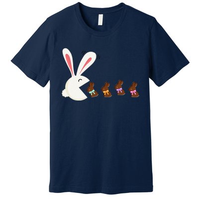 Funny Easter Rabbit Eating Chocolate Easter Bunnies Easter Premium T-Shirt