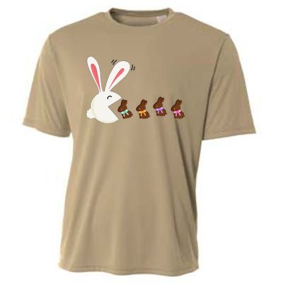 Funny Easter Rabbit Eating Chocolate Easter Bunnies Easter Cooling Performance Crew T-Shirt