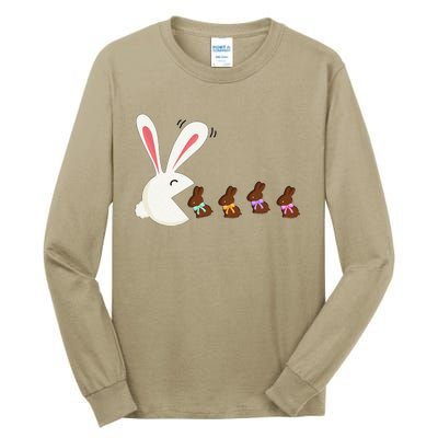 Funny Easter Rabbit Eating Chocolate Easter Bunnies Easter Tall Long Sleeve T-Shirt