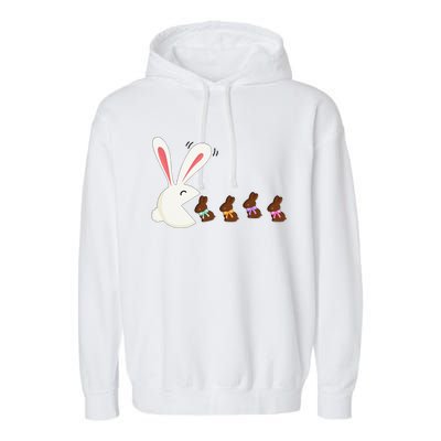 Funny Easter Rabbit Eating Chocolate Easter Bunnies Easter Garment-Dyed Fleece Hoodie