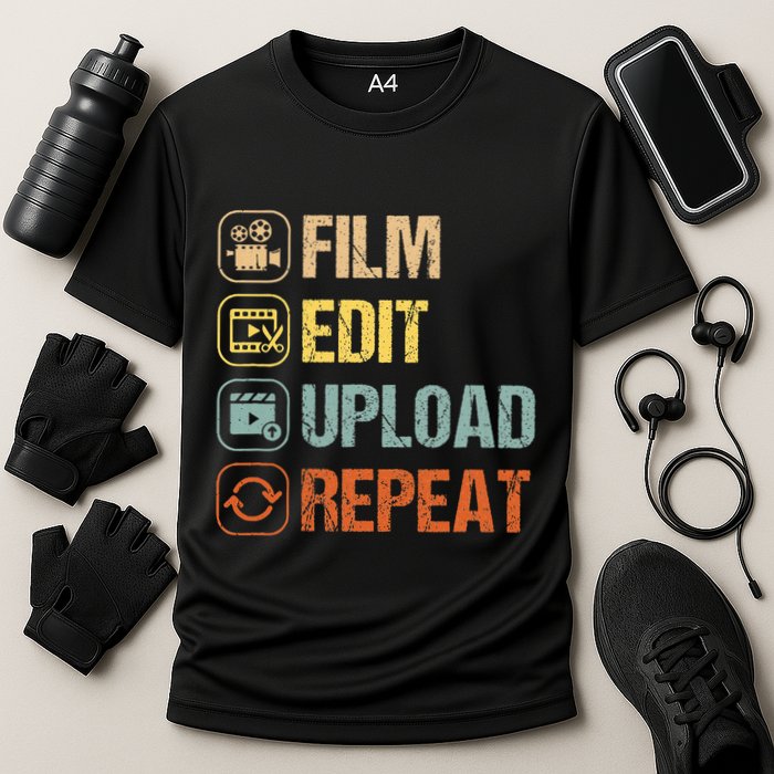 Film Edit Repeat Cinematographers Movie Maker Filmmaker Cooling Performance Crew T-Shirt