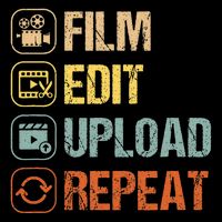 Film Edit Repeat Cinematographers Movie Maker Filmmaker Cooling Performance Crew T-Shirt