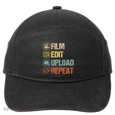 Film Edit Repeat Cinematographers Movie Maker Filmmaker 7-Panel Snapback Hat
