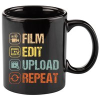 Film Edit Repeat Cinematographers Movie Maker Filmmaker 11oz C Handle Ceramic Mug