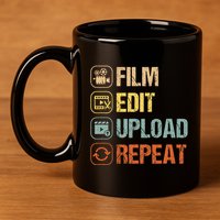 Film Edit Repeat Cinematographers Movie Maker Filmmaker 11oz C Handle Ceramic Mug