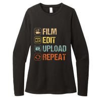 Film Edit Repeat Cinematographers Movie Maker Filmmaker Womens CVC Long Sleeve Shirt