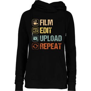 Film Edit Repeat Cinematographers Movie Maker Filmmaker Womens Funnel Neck Pullover Hood