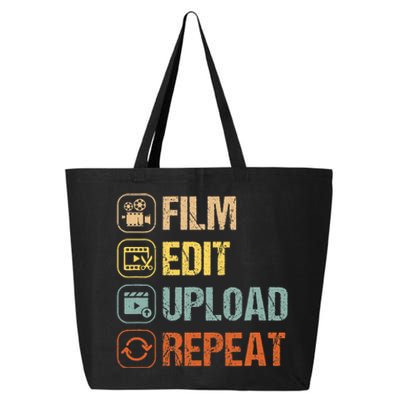 Film Edit Repeat Cinematographers Movie Maker Filmmaker 25L Jumbo Tote