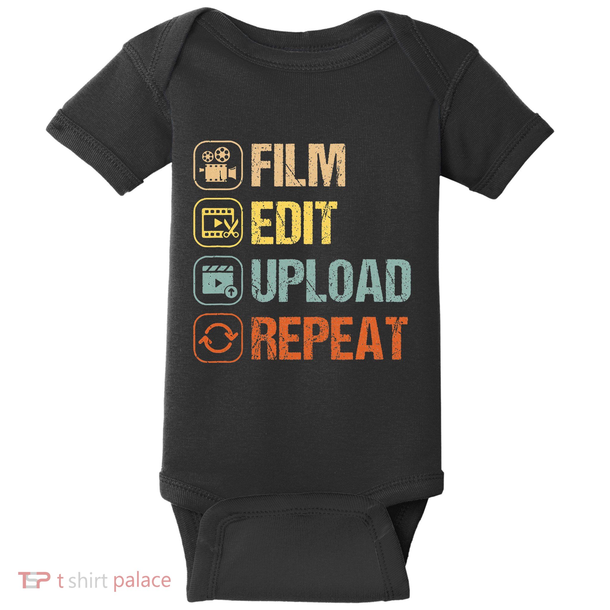 Film Edit Repeat Cinematographers Movie Maker Filmmaker Baby Bodysuit