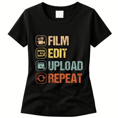 Film Edit Repeat Cinematographers Movie Maker Filmmaker Womens T-Shirt
