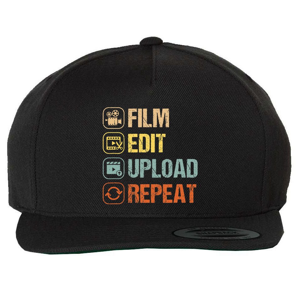 Film Edit Repeat Cinematographers Movie Maker Filmmaker Wool Snapback Cap