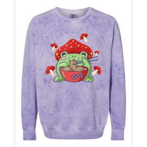 Frog Eating Ra Anime Japanese Noodles Cute Frog Lover Colorblast Crewneck Sweatshirt