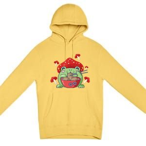 Frog Eating Ra Anime Japanese Noodles Cute Frog Lover Premium Pullover Hoodie