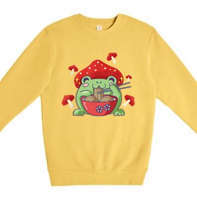 Frog Eating Ra Anime Japanese Noodles Cute Frog Lover Premium Crewneck Sweatshirt