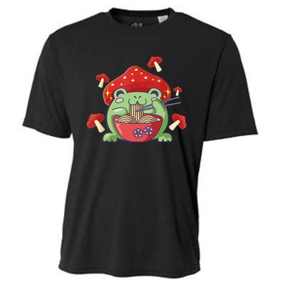 Frog Eating Ra Anime Japanese Noodles Cute Frog Lover Cooling Performance Crew T-Shirt