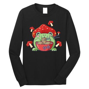 Frog Eating Ra Anime Japanese Noodles Cute Frog Lover Long Sleeve Shirt