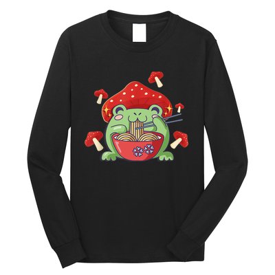 Frog Eating Ra Anime Japanese Noodles Cute Frog Lover Long Sleeve Shirt